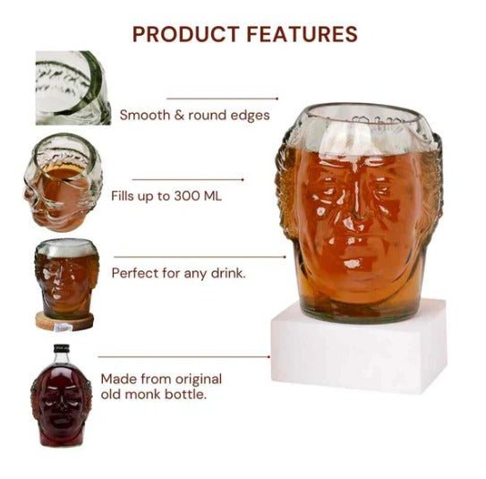 Small Old Monk Face Glasses 300ML